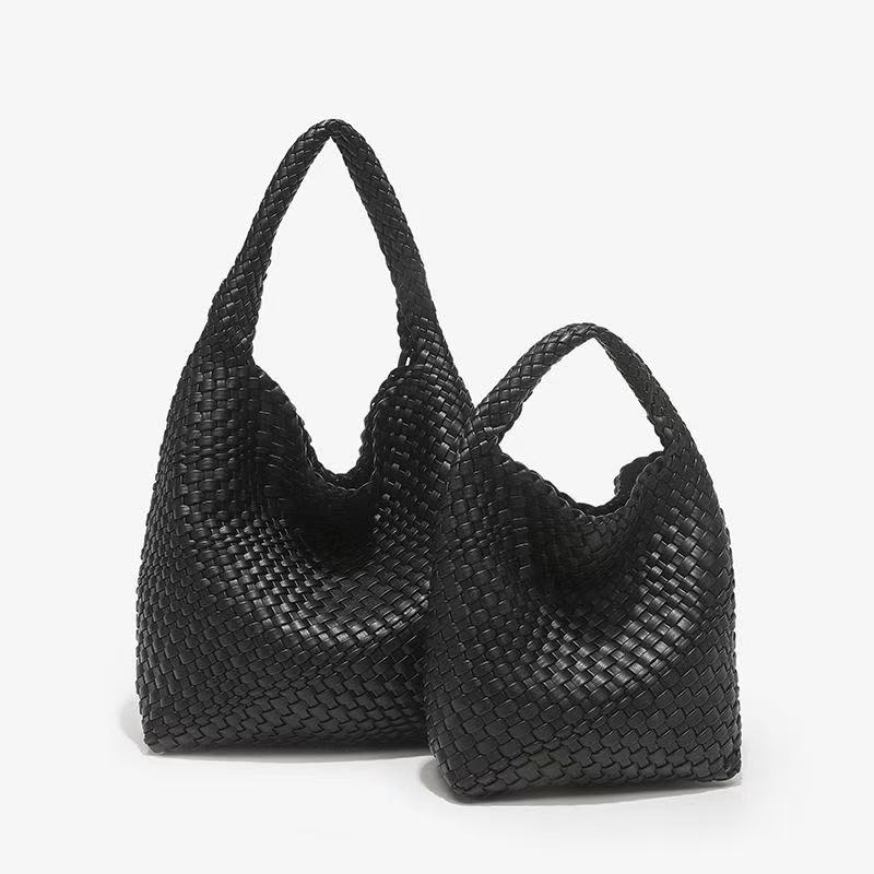#119 Black Hand Woven Hobo Tote Bag